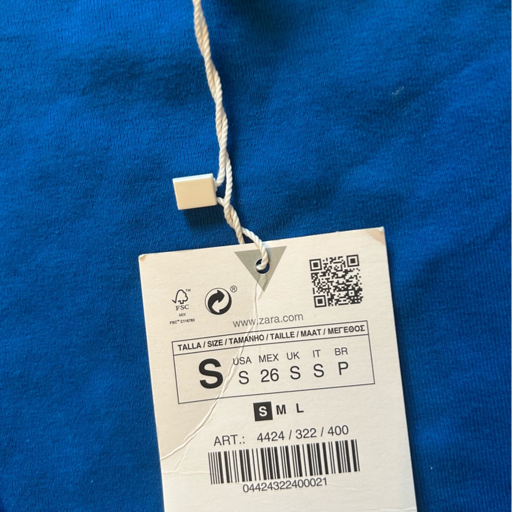 Zara Blue Square Neck Crop Top small NWT - Picture 3 of 7